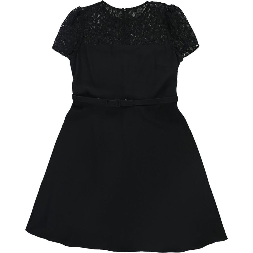 Ralph Lauren Womens Belted Lace Trim Georgette Cocktail Dress, NWT
